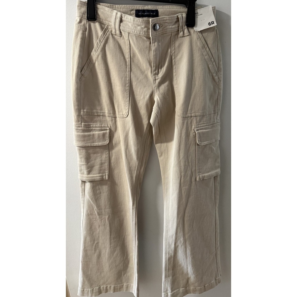 Aeropostale‎ Cargo Flare Stretch Soft Pants Sz 6R Khaki Tan Festival Y2K NEW